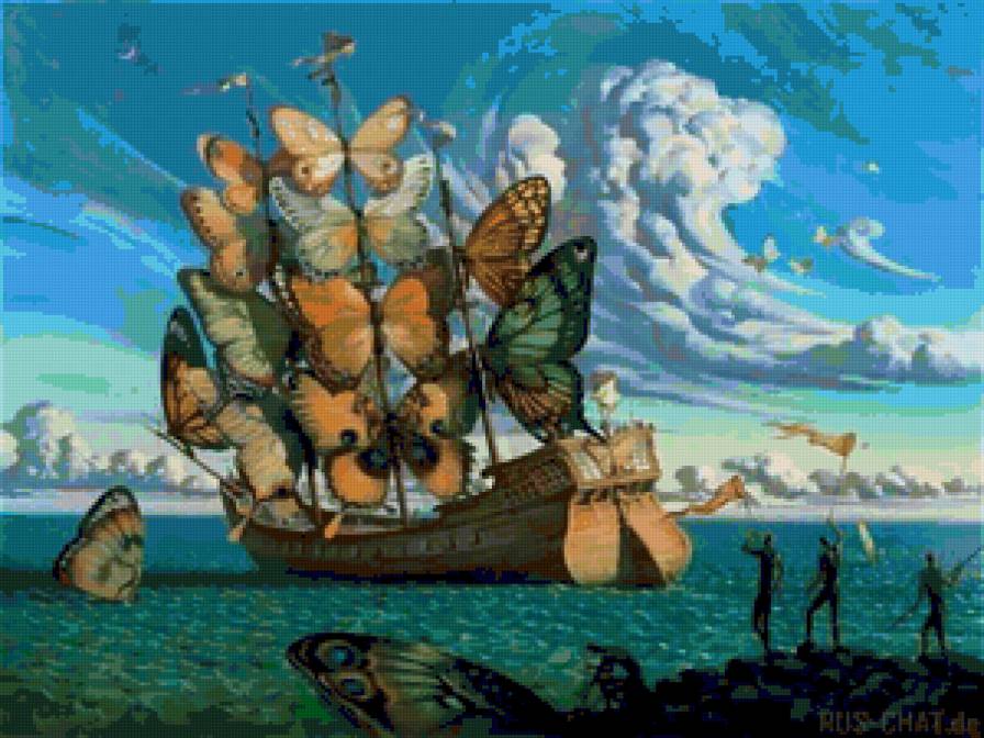 С.Дали Корабль - картина, бабочки, фэнтези, живопись, дали, корабль - предпросмотр