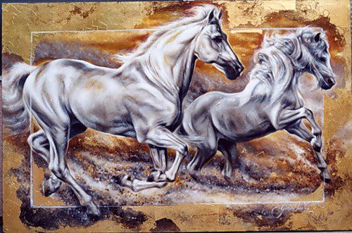 №46988 - лошади, животные, картина, кони, живопись - оригинал