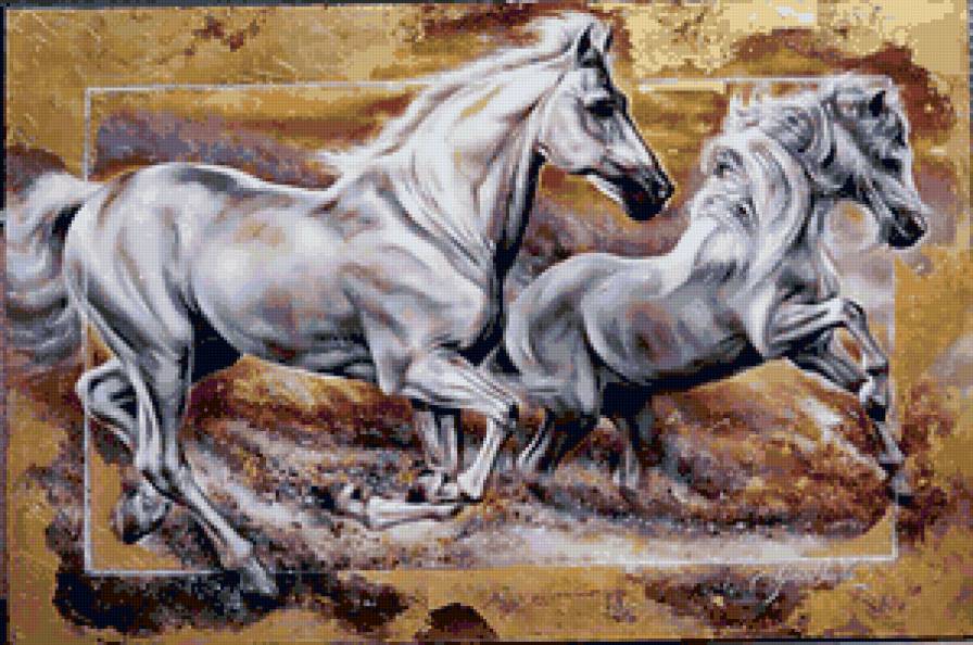 №46988 - кони, лошади, животные, картина, живопись - предпросмотр