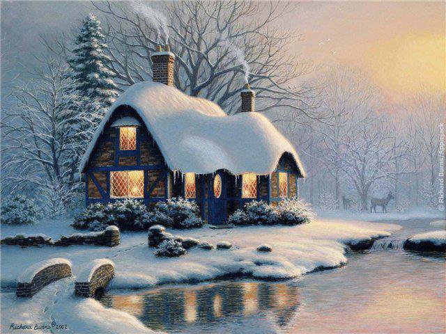 Очень красивая зима)) - зимняя картина, природа, winter, дом, снег, домик, зима - оригинал