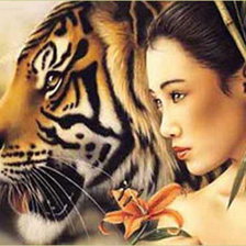 Оригинал схемы вышивки «Серия-"Девушки и тигры» (№47456)