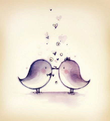 Птички - любовь. поцелуй, птица, сердечки, птицы. птички - оригинал