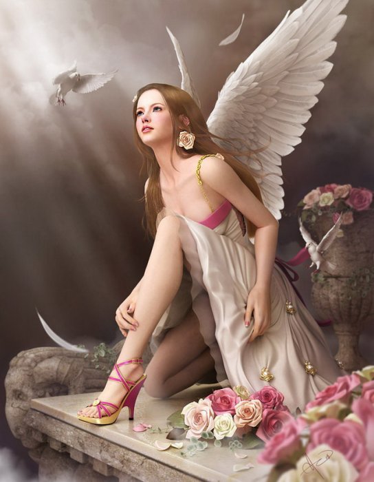 ангел - ангел, девушка, красота, фэнтези - оригинал