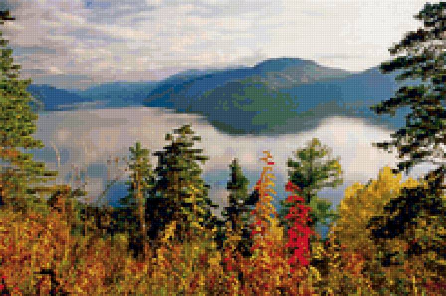 Золотая осень Алтая - горы, алтай, осень, деревья, озеро - предпросмотр