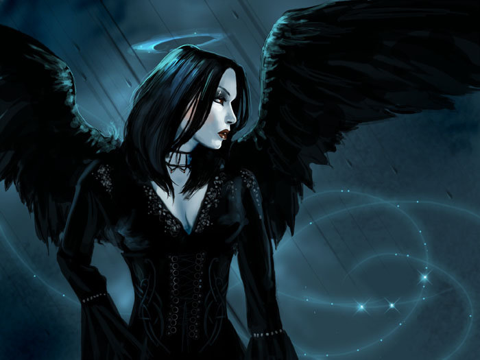 Черный ангел - девушка, ангел, фэнтези, готика - оригинал
