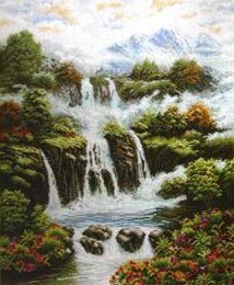 Водопад - природа, горы, водопад, пейзаж - оригинал