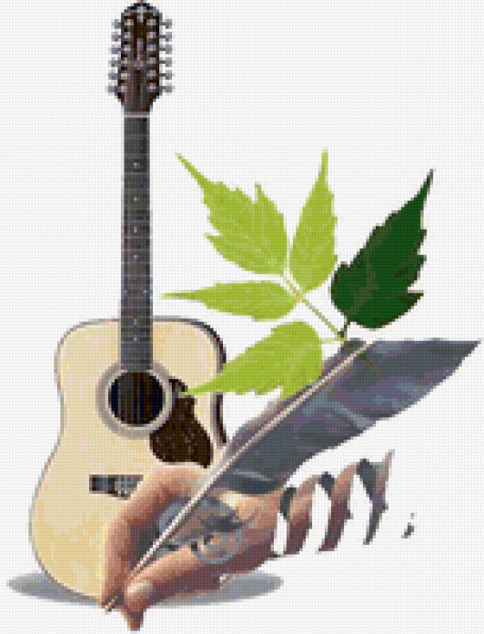 Гитара - гитара, песня, музыка, листья - предпросмотр