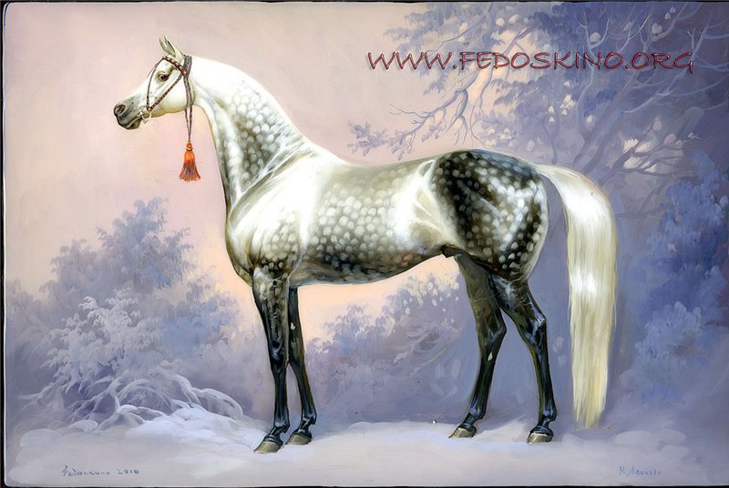 конь - лошади, зима, лошадь, животные, пейзаж, кони, конь, роспись - оригинал