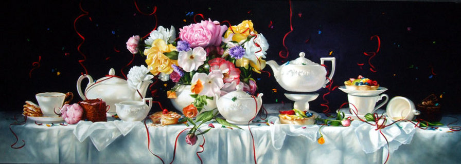 пионы - чашки, чашка, живопись, цветы, букет, натюрморт - оригинал