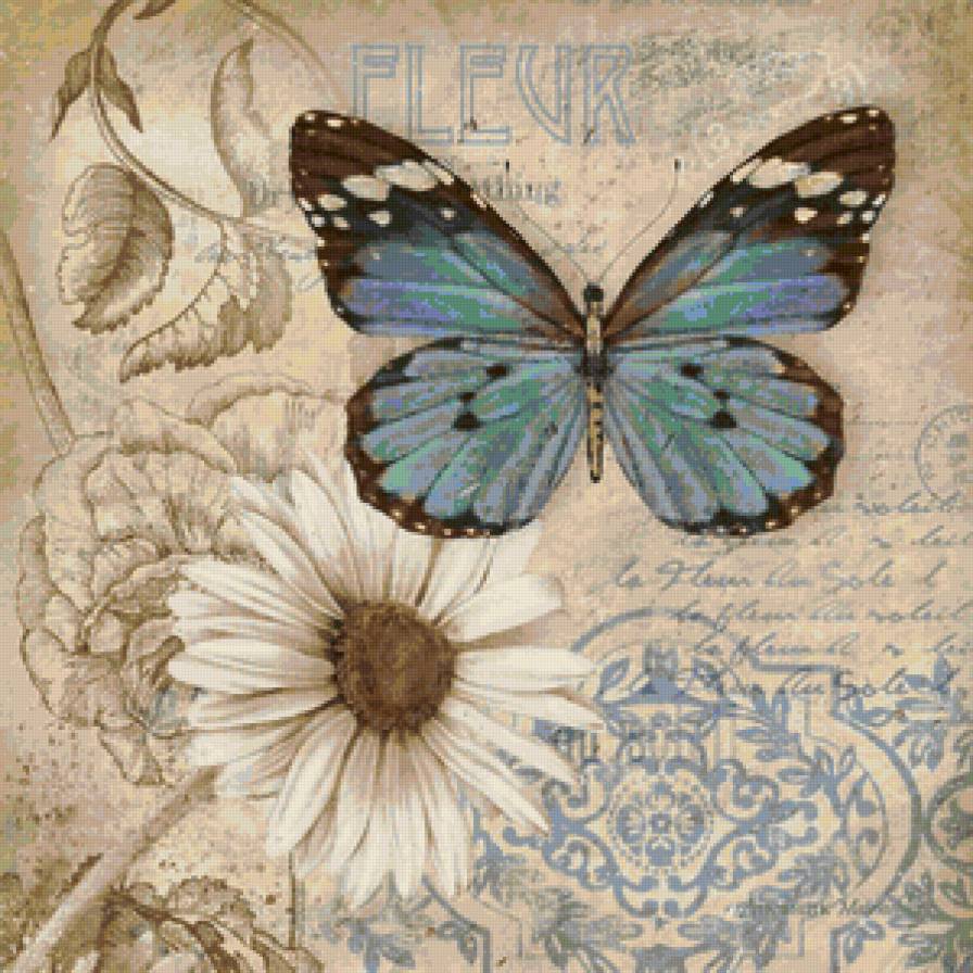 №48396 - бабочка, цветы - предпросмотр