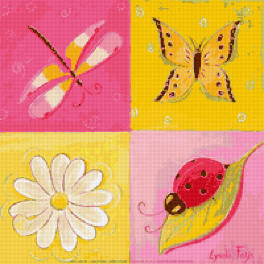 подушка - подушка, бабочки, цветы - предпросмотр