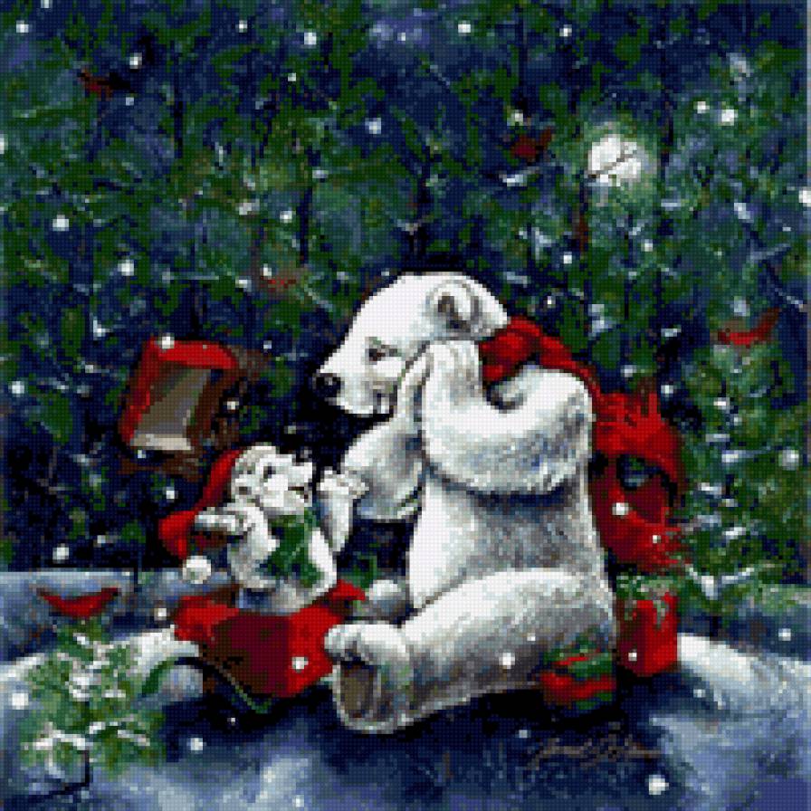 Новогодняя - белые медведи, новогодняя, медведи, природа, рождество, сказка - предпросмотр