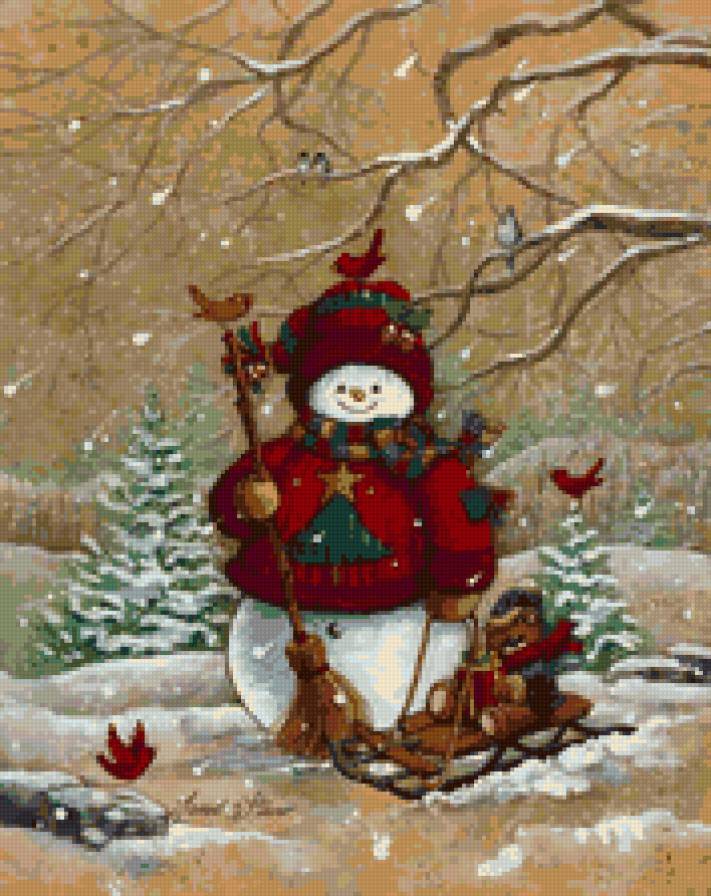 Снеговик - снеговик, красота, дети, елка, зима, рождество - предпросмотр
