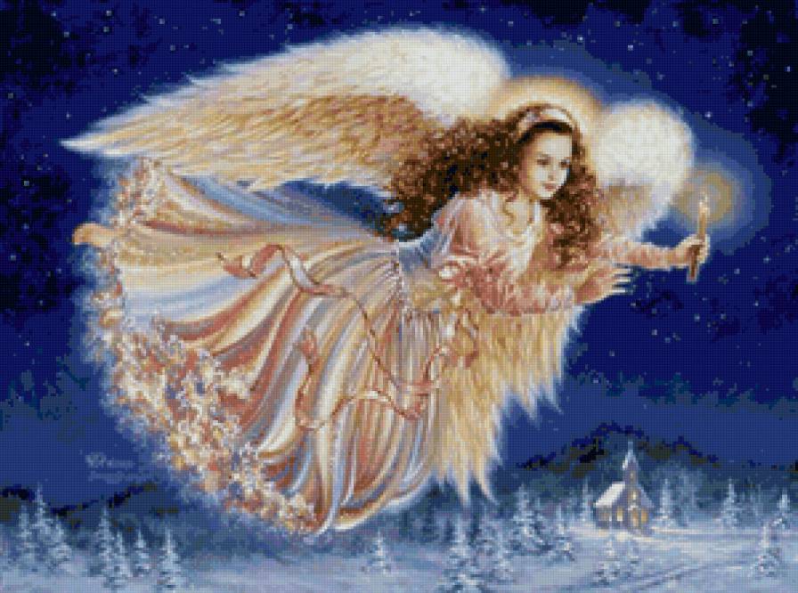ангел - ангелы, рождество, сказка, зима, картина, женские образы - предпросмотр