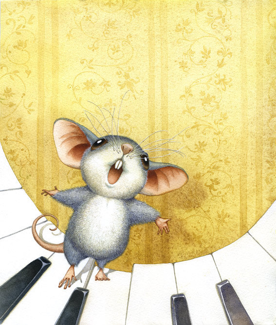 Музыкальный мышонок - зверушки, мышка, музыка, пианино, мышонок. мышки, забавные мышки - оригинал