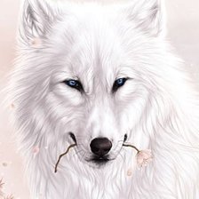 Оригинал схемы вышивки «белый волк» (№50173)