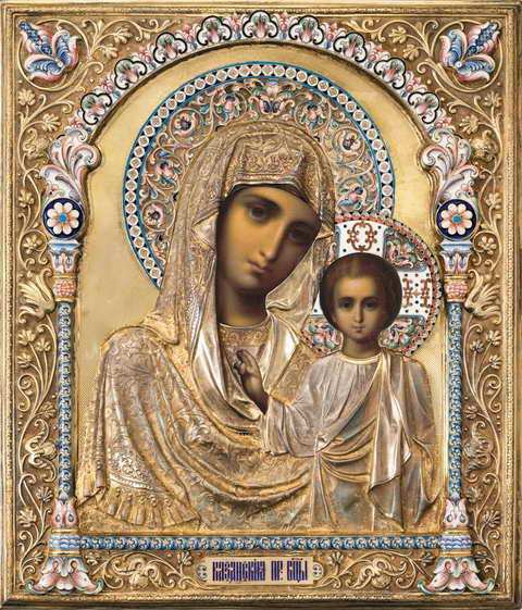 Казанская икона Божьей матери из венчальной пары - православные иконы, икона, иконы, религия, венчальная пара - оригинал