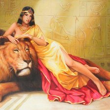Оригинал схемы вышивки «клеопатра со львом» (№50769)