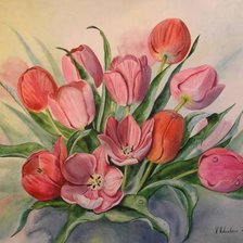 Оригинал схемы вышивки «tulips» (№51020)