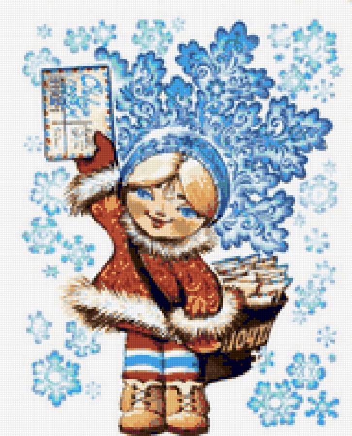 Девочка-снежинка - снежинки, снежинка, дети, новый год, открытка, девочка, ретро - предпросмотр