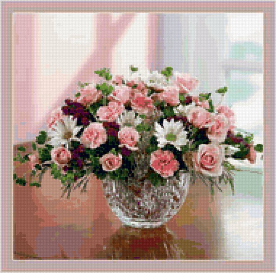 Букет в вазе - розы, букет, цветы - предпросмотр