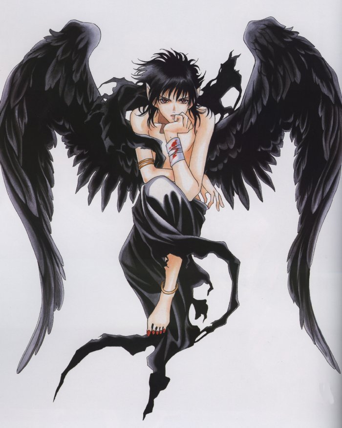 Черный ангел - аниме, мужчина, ангел, демон, фэнтези - оригинал