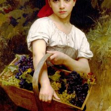 Оригинал схемы вышивки «девочка с виноградом» (№51824)