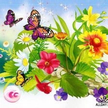 Оригинал схемы вышивки «Бабочки и цветы» (№51826)