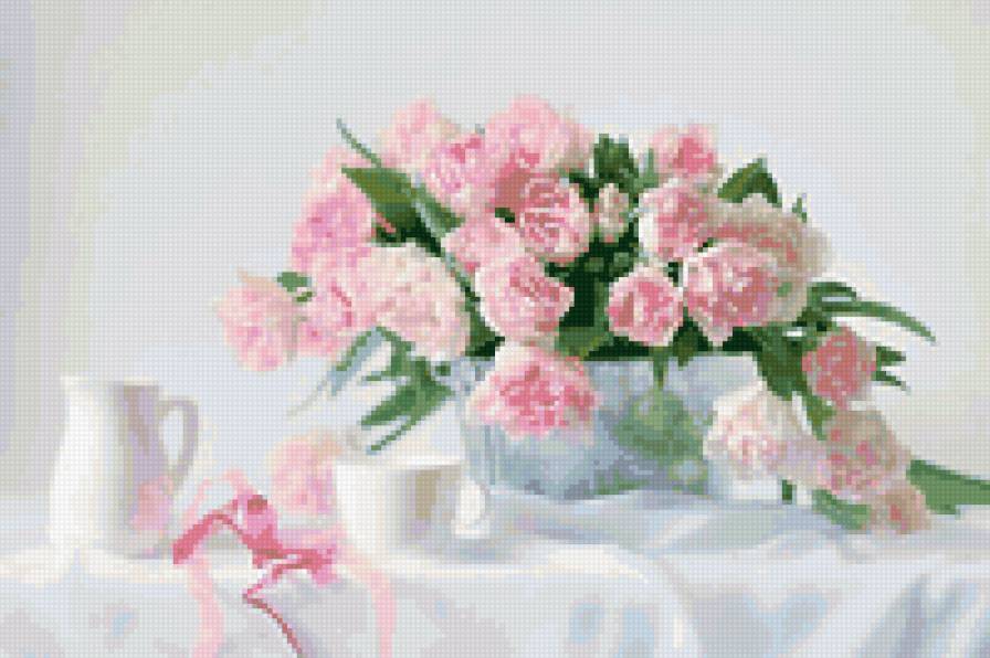 Розовое утро - розы, натюрморт, цветы, нежность, букет - предпросмотр