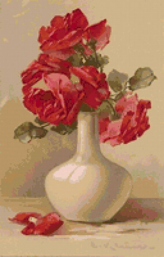 Розы в вазе - цветы, ваза, розы - предпросмотр