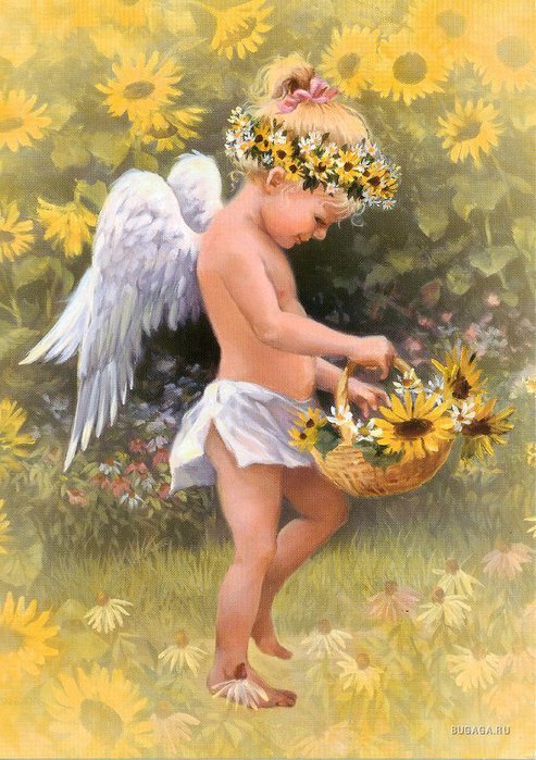 серия "ангелы" - ангел.цветы.подсолнухи - оригинал