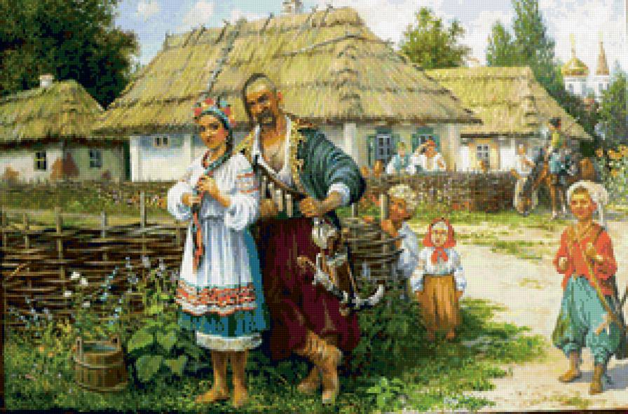 украина - двое, село, любовь, картина, казаки - предпросмотр