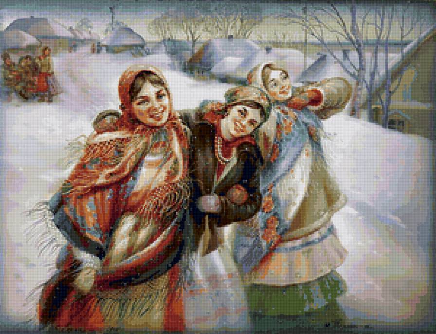 девушки - зима, женский образ, россия - предпросмотр