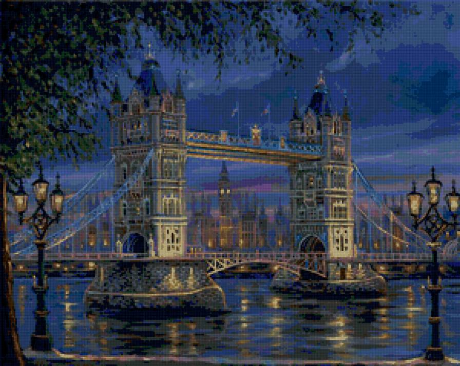 лондон - город, мост, картина, пейзаж, англия - предпросмотр