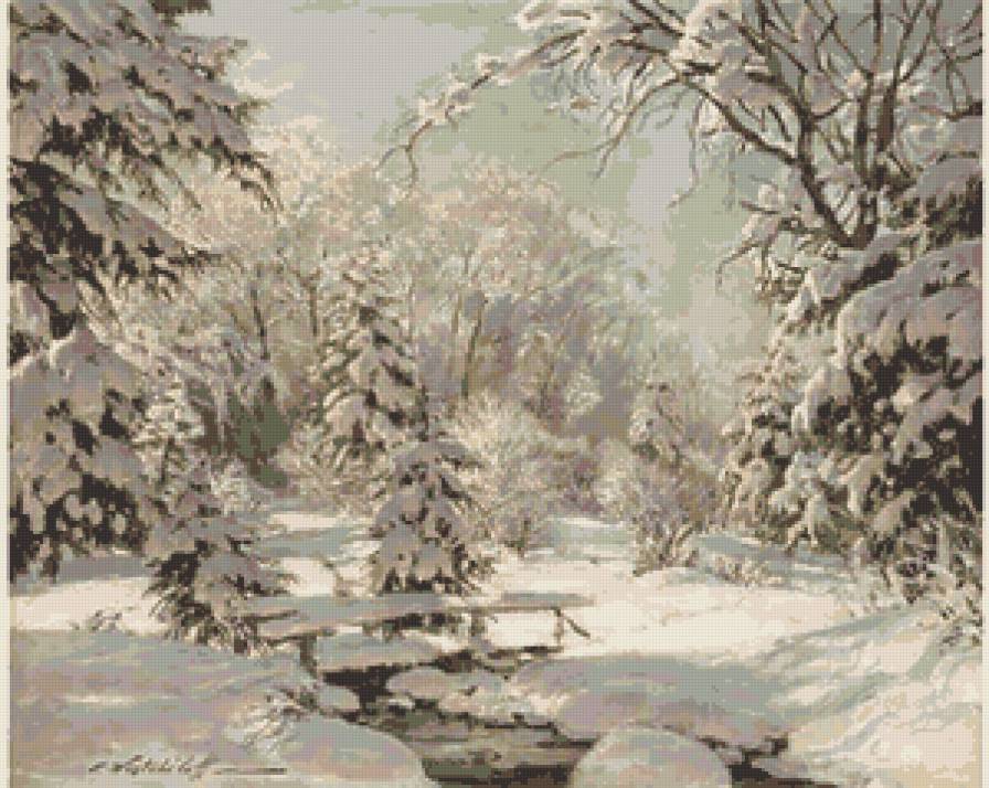 Серия "Пейзаж. Зима" - зима, пейзаж, мост, река - предпросмотр