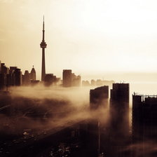 город в тумане