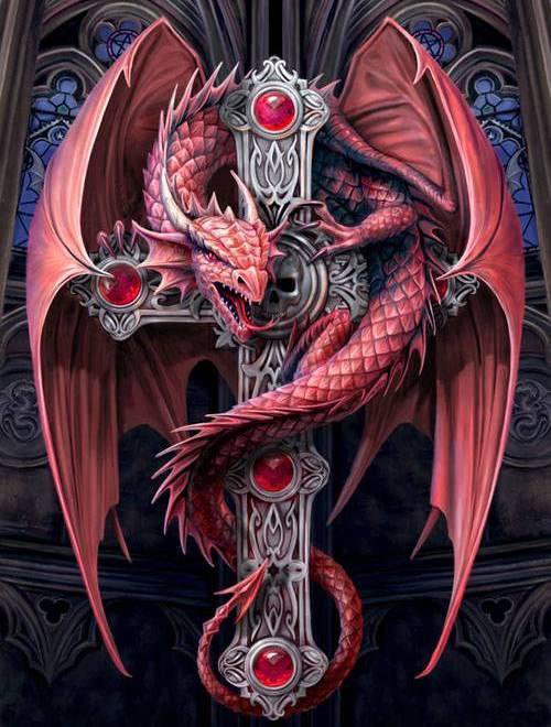Дракон и Крест - драконы, анна стоукс, фэнтези, магия, животные, миф - оригинал