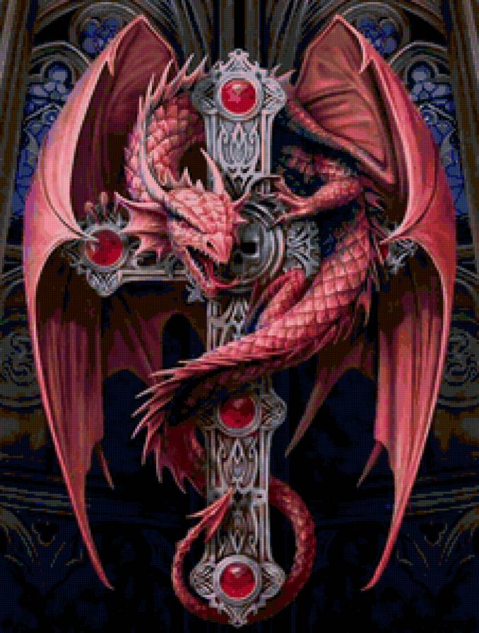 Дракон и Крест - миф, анна стоукс, магия, фэнтези, драконы, животные - предпросмотр