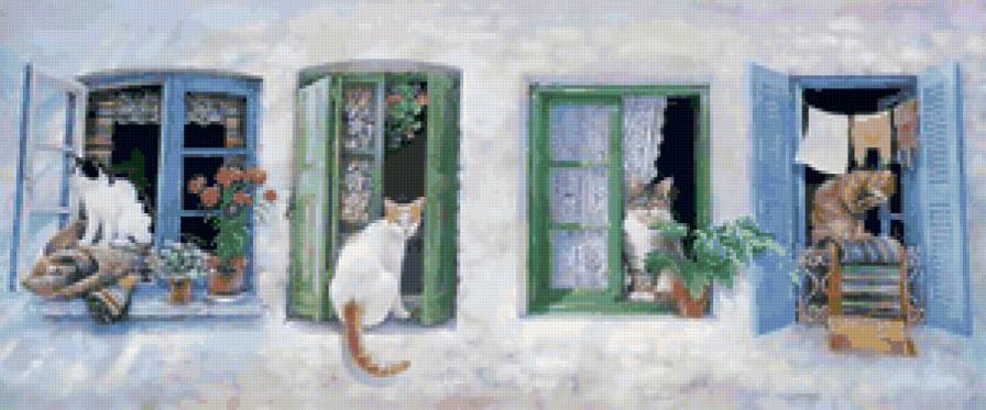 Соседи - коты, животные, живопись - предпросмотр