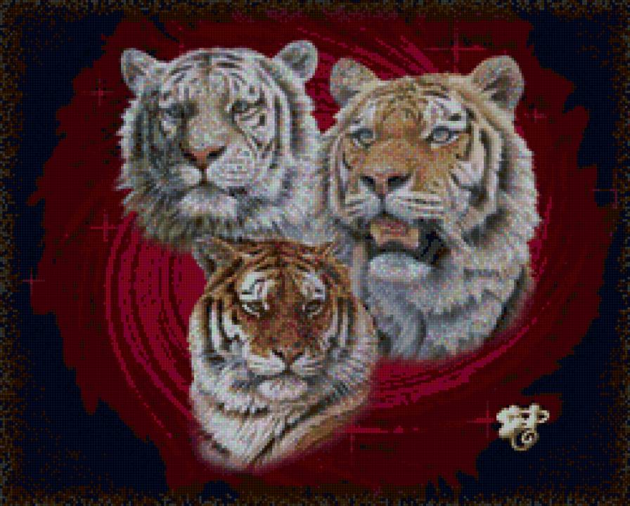 Тигры - животные, живопись, тигры - предпросмотр