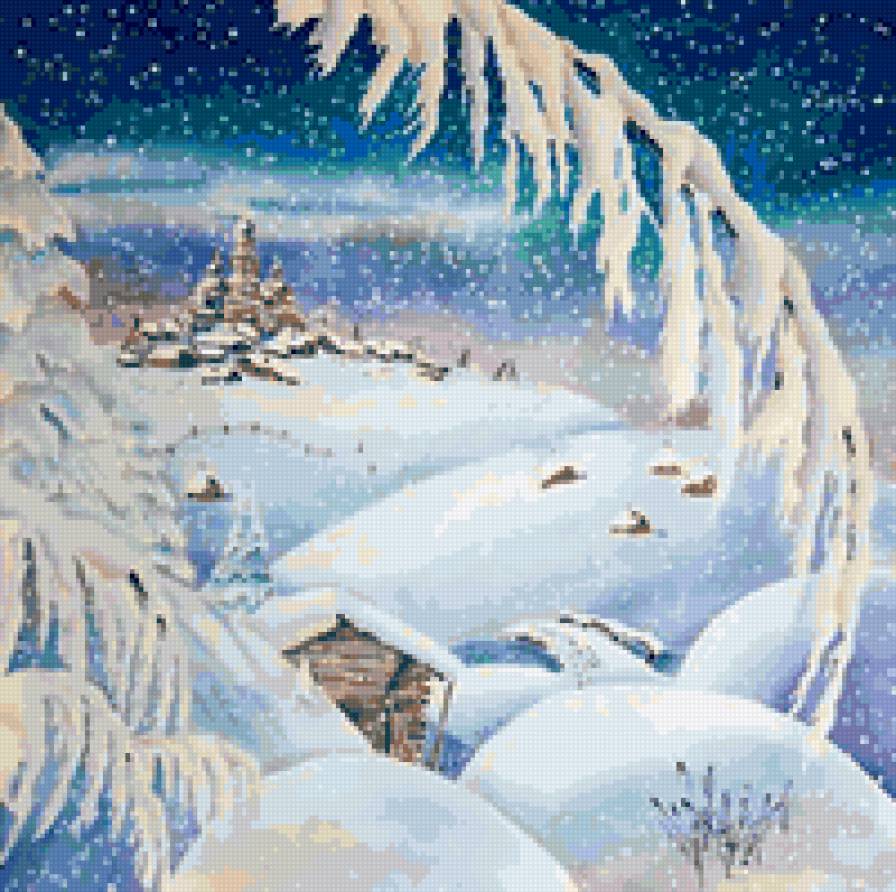 Зимняя сказка - домик, домики, зима, природа, зимний пейзаж, зимние домики, снег - предпросмотр