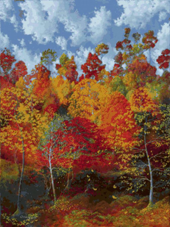 осень - природа, деревья, осень, живопись - предпросмотр
