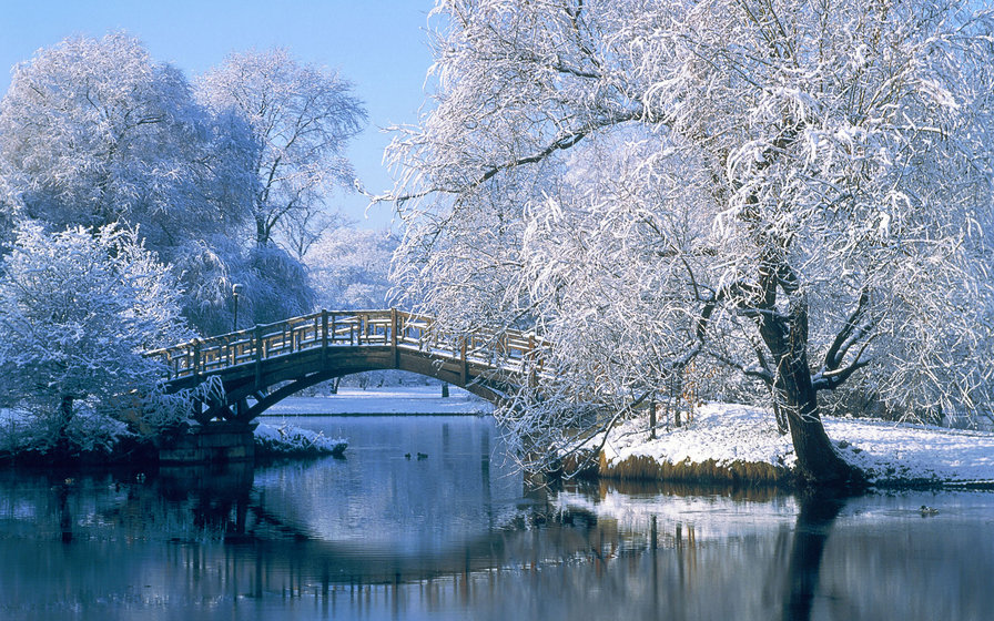 Зима - пейзаж, мост, зима, природа - оригинал