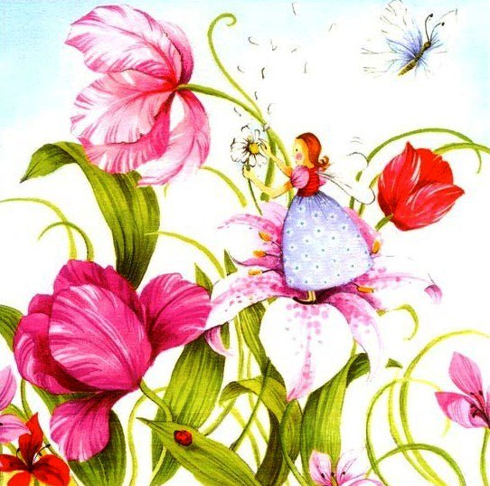 Цветочные феи - цветы, сказка, деткам, цветочные феи, тюльпаны, феечка - оригинал