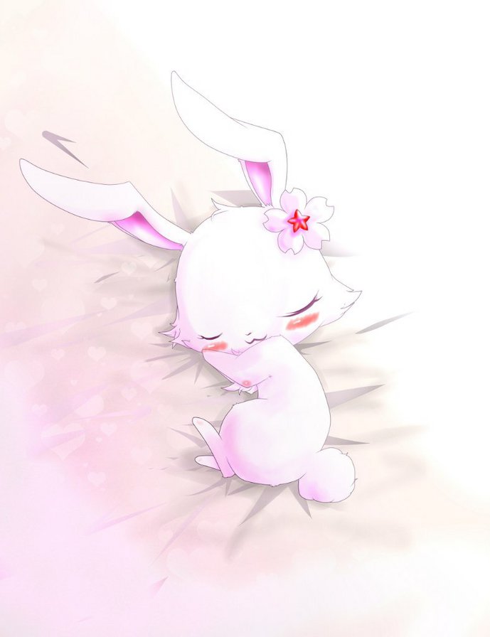 Белый кролик - бантик, сон, нежность, кролик, зайчик - оригинал