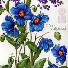 Оригинал схемы вышивки «Голубые цветы» (№59147)