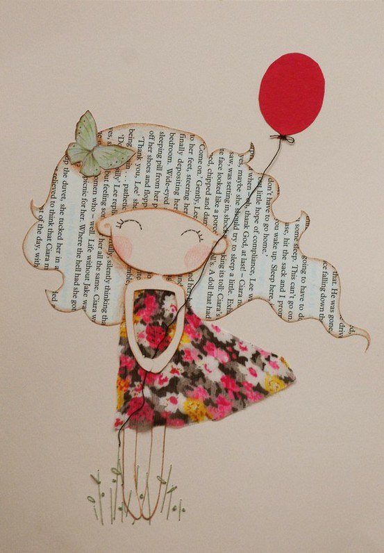 Девочка с шариком - воздушный шарик, волосы, газета, ребенок. дитя, девочка - оригинал