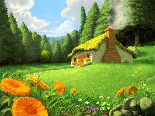 домик - деревня, природа, пейзаж, сказка, домик - оригинал