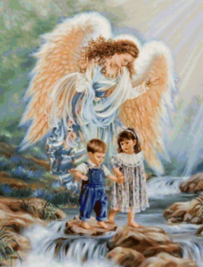 ангел-хранитель - дети, ангел, ангелы, картина, детки - предпросмотр