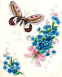 Бабочка и незабудки - цветы, незабудка, незабудки, бабочка, подушка, цветы и бабочки - оригинал